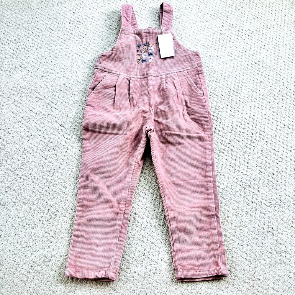 Jamie Kay Dusty Pink floral Corduroy Overalls